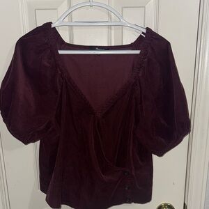 Madewell Purple Ruffled Blouse with Tie Front